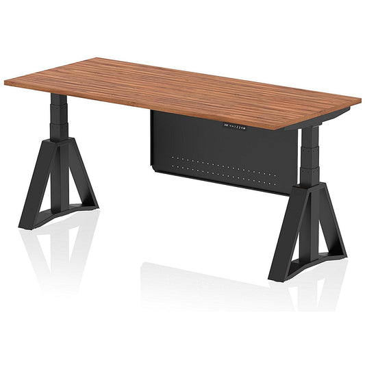 Air Modesty 1800mm Height Adjustable Desk, Black Leg with Piste Foot and Modesty Panel, Walnut Easy2Order : HA03568