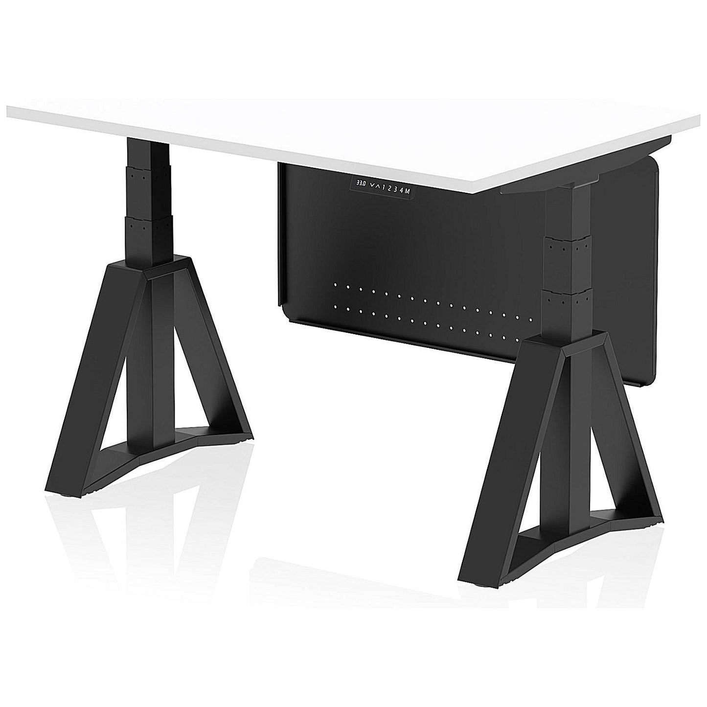 Air Modesty 1200mm Height Adjustable Desk, Black Leg with Piste Foot and Modesty Panel, White Easy2Order : HA03569