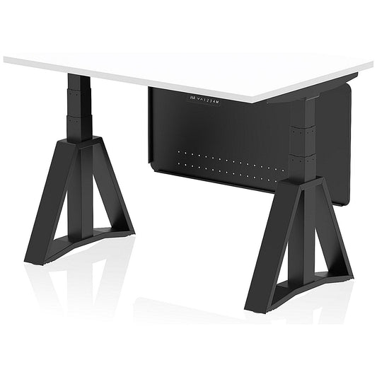 Air Modesty 1200mm Height Adjustable Desk, Black Leg with Piste Foot and Modesty Panel, White Easy2Order : HA03569