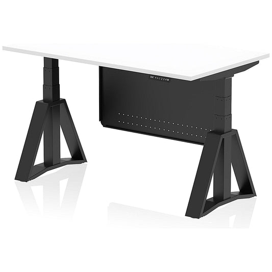 Air Modesty 1400mm Height Adjustable Desk, Black Leg with Piste Foot and Modesty Panel, White Easy2Order : HA03570