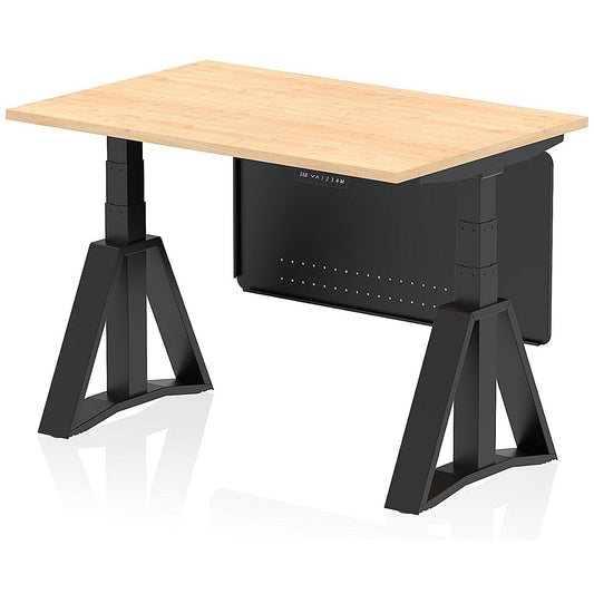 Air Modesty 1200mm Height Adjustable Desk, Black Leg with Piste Foot and Modesty Panel, Maple Easy2Order : HA03573
