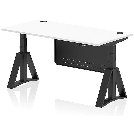 Air Modesty 1600mm Height Adjustable Cable Ports Desk, Black Leg and Modesty Panel, White Easy2Order : HA03591