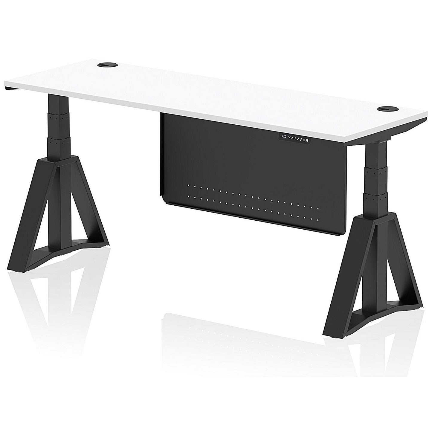 Air Modesty 1800mm Slim Height Adjustable Cable Ports Desk, Black Leg and Modesty Panel, White Easy2Order : HA03612
