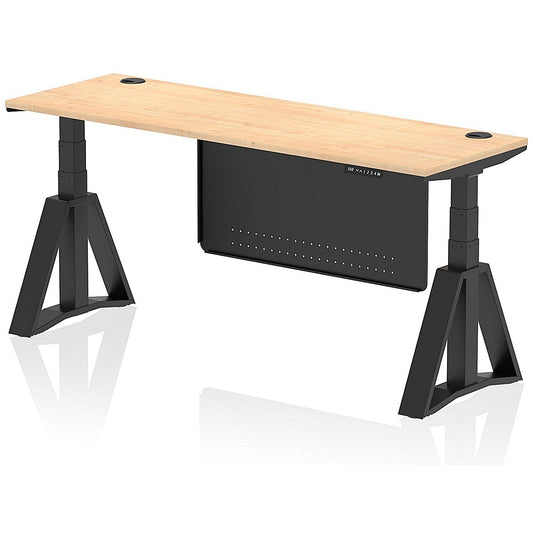 Air Modesty 1800mm Slim Height Adjustable Cable Ports Desk, Black Leg and Modesty Panel, Maple Easy2Order : HA03616