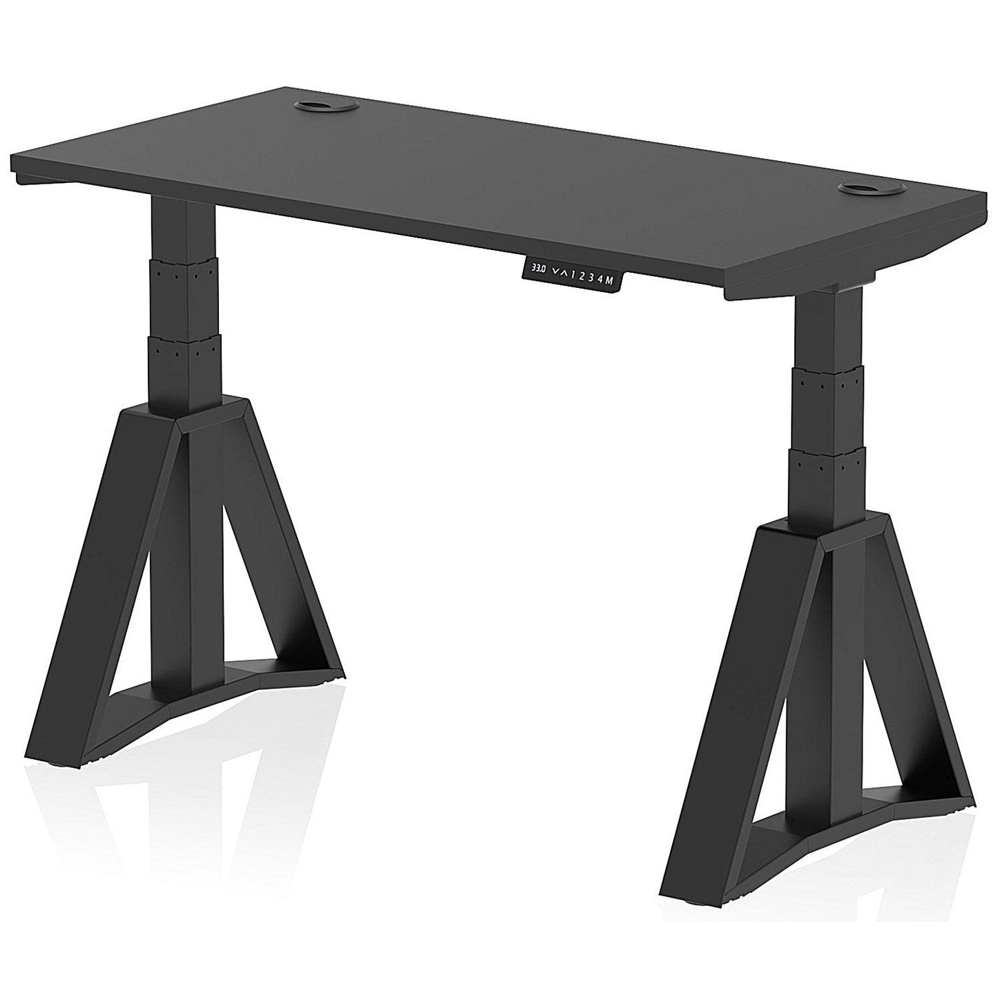 Air 1200mm Slim Height Adjustable Cable Ports Desk, Black Leg with Piste Foot, Black Easy2Order : HA03633