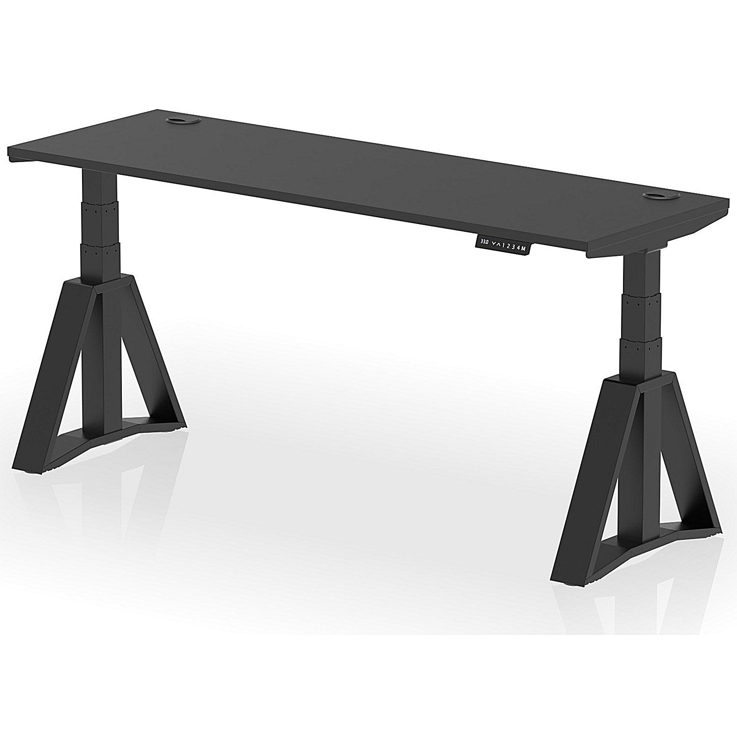 Air 1800mm Slim Height Adjustable Cable Ports Desk, Black Leg with Piste Foot, Black Easy2Order : HA03642