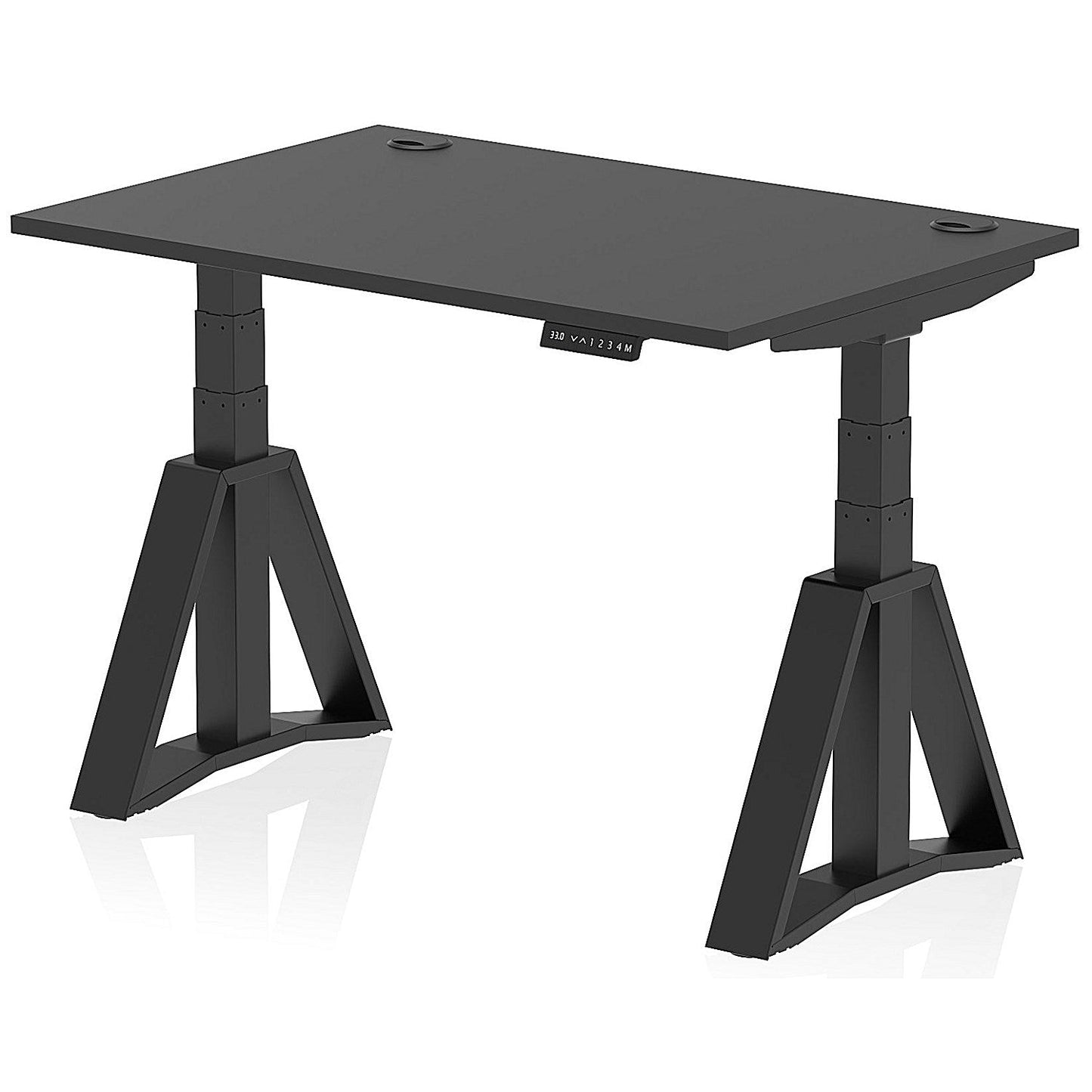 Air 1200mm Height Adjustable Cable Port Desk, Black Leg with Piste Foot, Black Easy2Order : HA03645