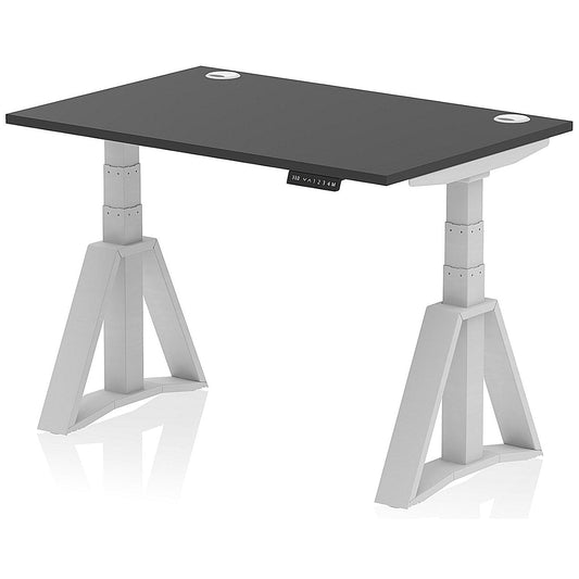 Air 1200mm Height Adjustable Cable Port Desk, Silver Leg with Piste Foot, Black Easy2Order : HA03646
