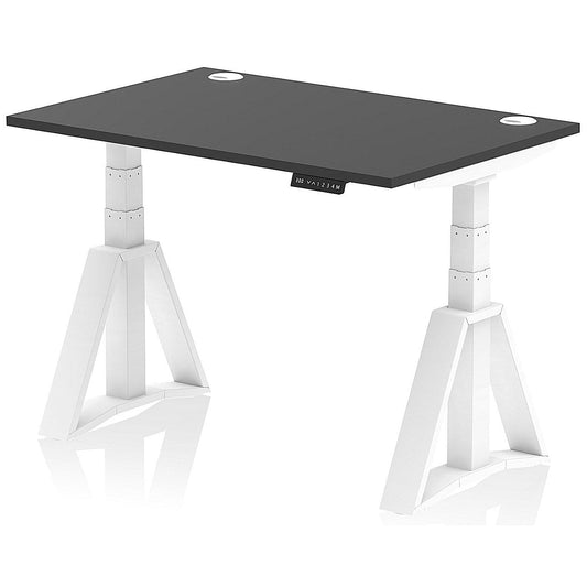 Air 1200mm Height Adjustable Cable Port Desk, White Leg with Piste Foot, Black Easy2Order : HA03647