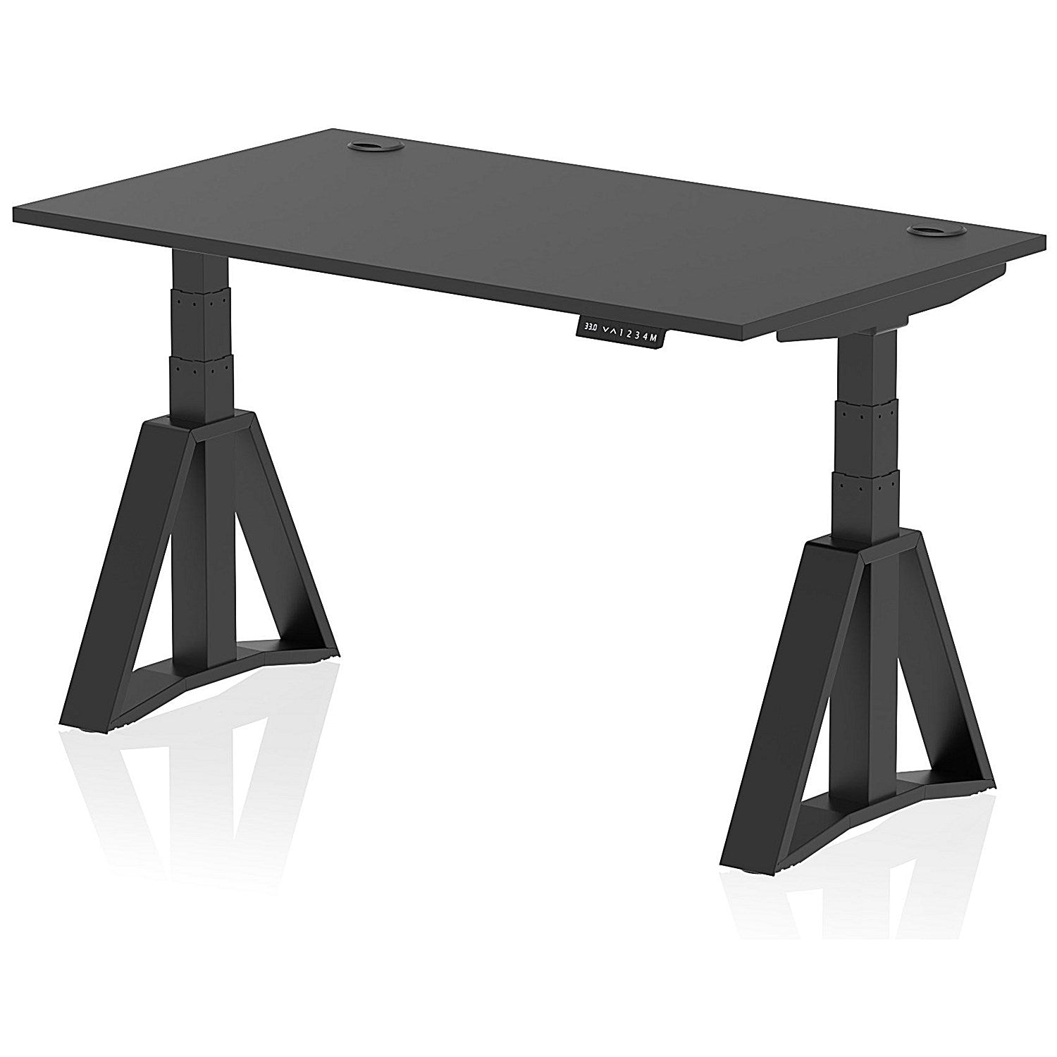 Air 1400mm Height Adjustable Cable Port Desk, Black Leg with Piste Foot, Black Easy2Order : HA03648