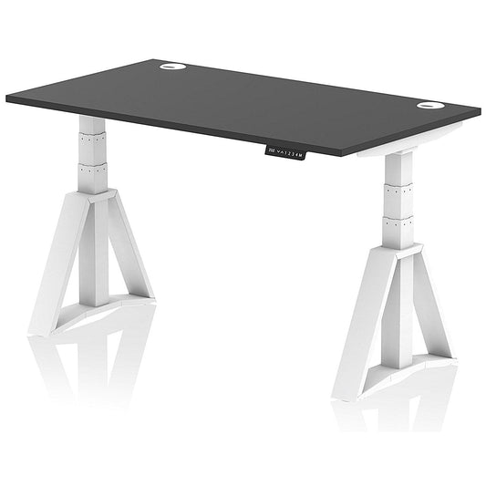 Air 1400mm Height Adjustable Cable Port Desk, White Leg with Piste Foot, Black Easy2Order : HA03650