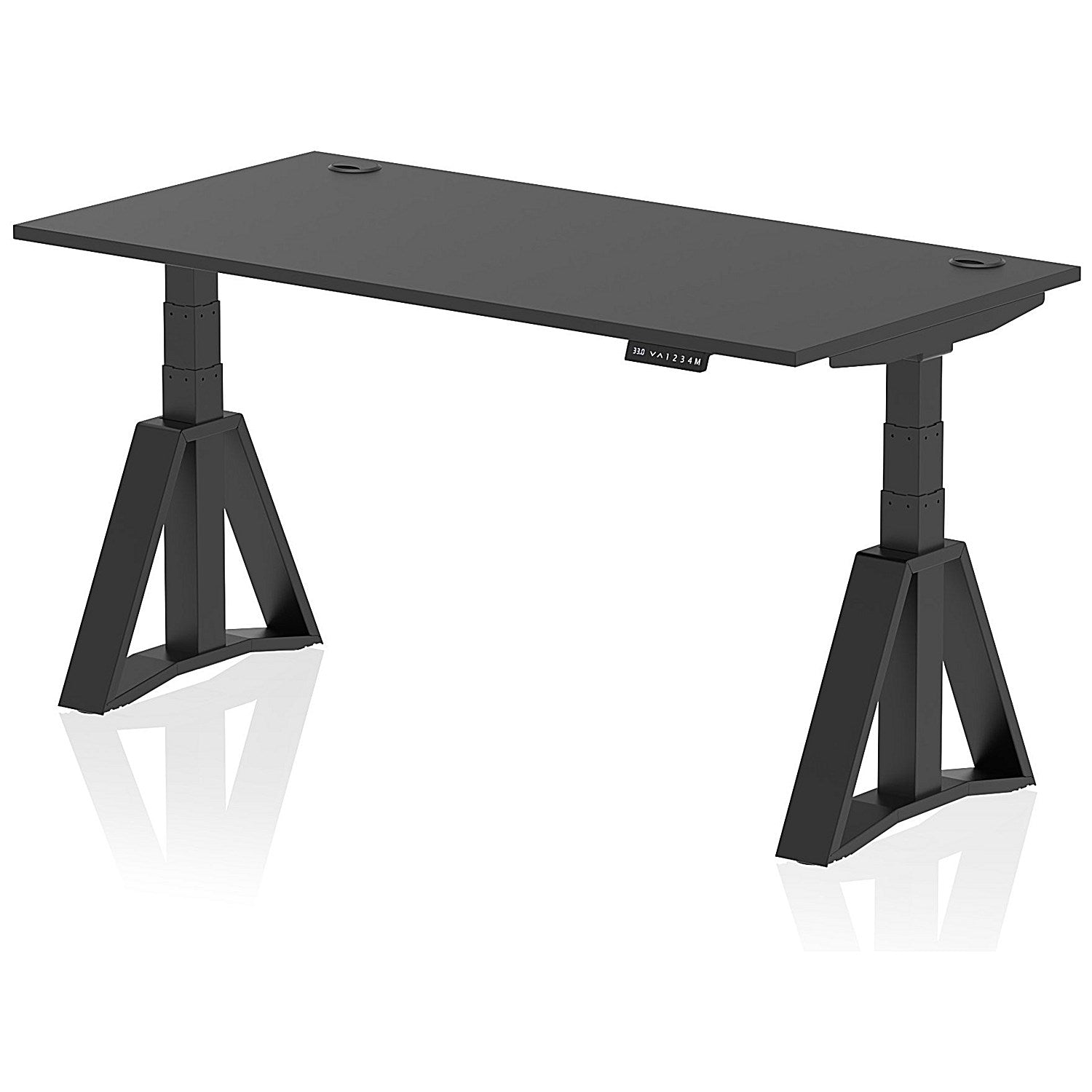 Air 1600mm Height Adjustable Cable Ports Desk, Black Leg with Piste Foot, Black Easy2Order : HA03651