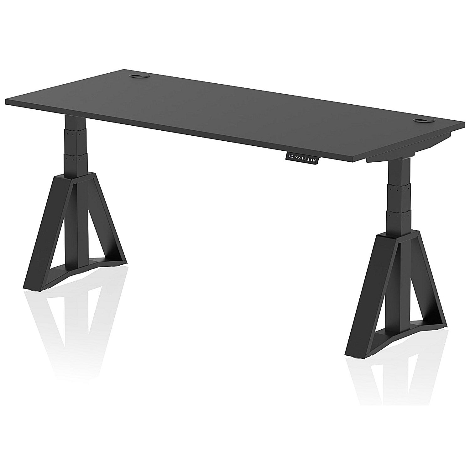 Air 1800mm Height Adjustable Cable Port Desk, Black Leg with Piste Foot, Black Easy2Order : HA03654