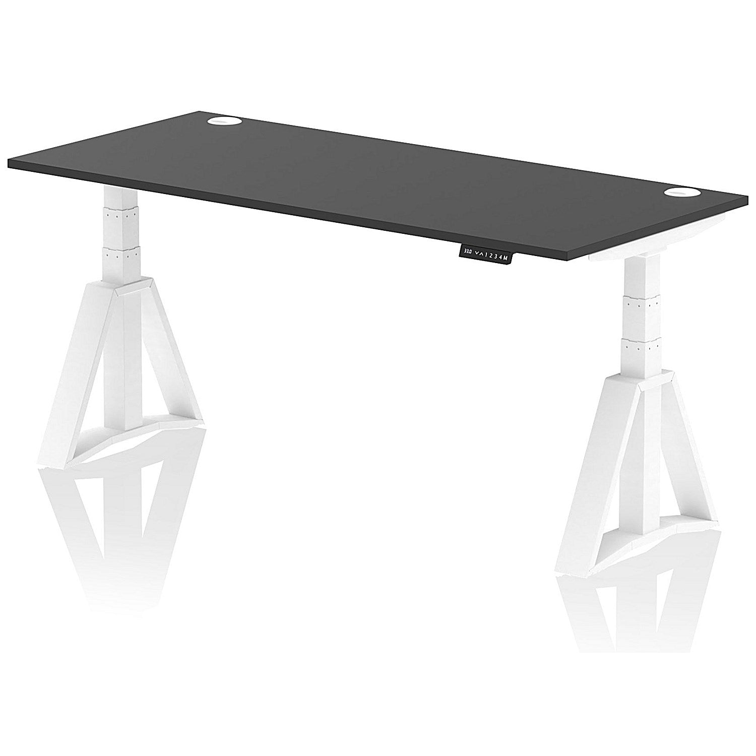 Air 1800mm Height Adjustable Cable Port Desk, White Leg with Piste Foot, Black Easy2Order : HA03656