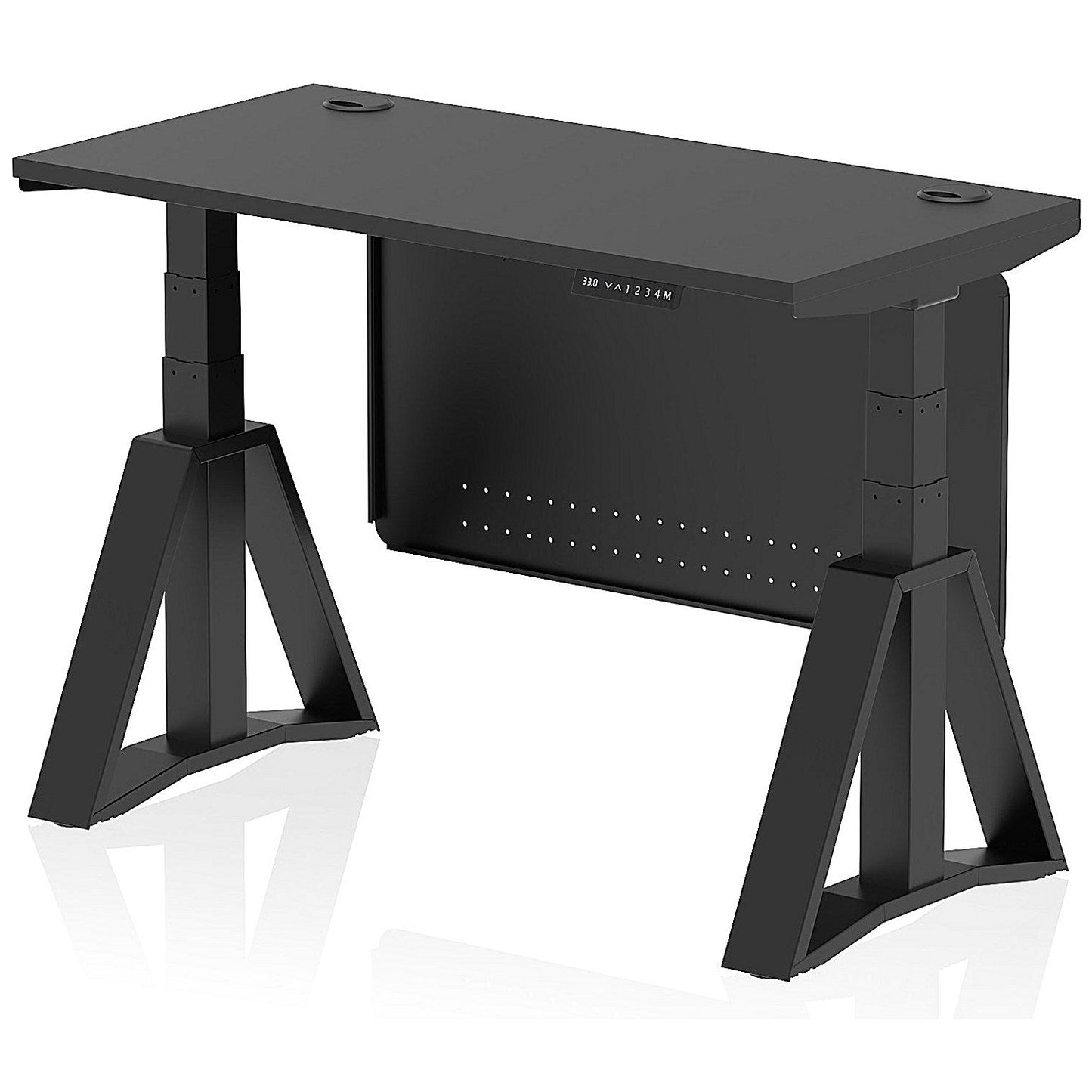 Air Modesty 1200mm Slim Height Adjustable Cable Ports Desk, Black Leg and Modesty Panel, Black Easy2Order : HA03657