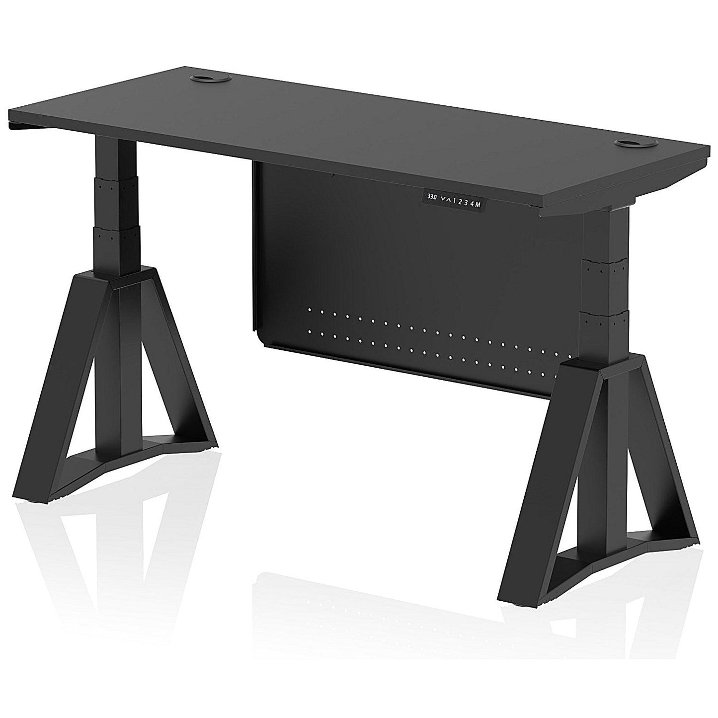 Air Modesty 1400mm Slim Height Adjustable Cable Ports Desk, Black Leg and Modesty Panel, Black Easy2Order : HA03660