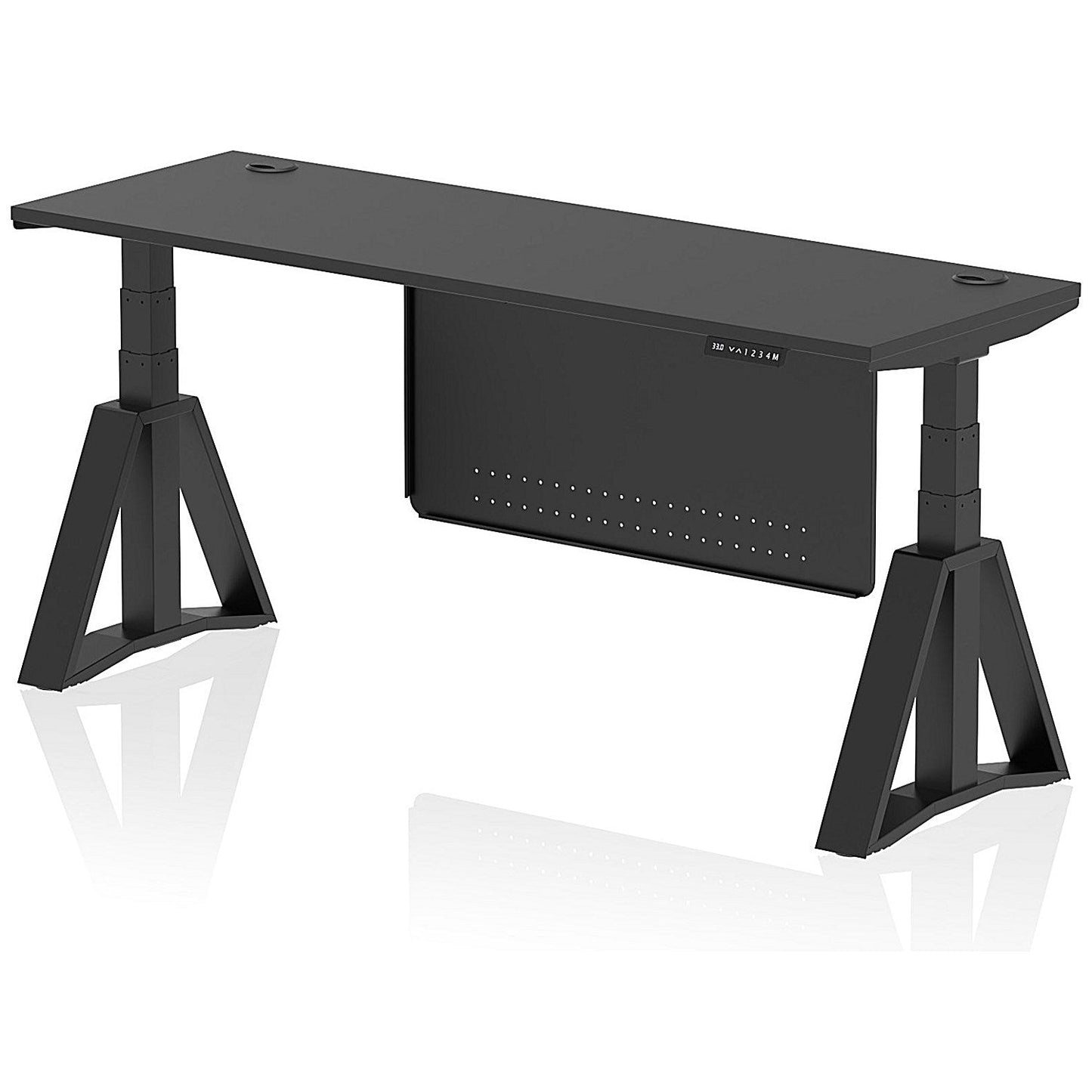 Air Modesty 1800mm Slim Height Adjustable Cable Ports Desk, Black Leg and Modesty Panel, Black Easy2Order : HA03666