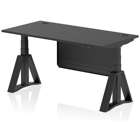 Air Modesty 1600mm Height Adjustable Cable Ports Desk, Black Leg and Modesty Panel, Black Easy2Order : HA03675