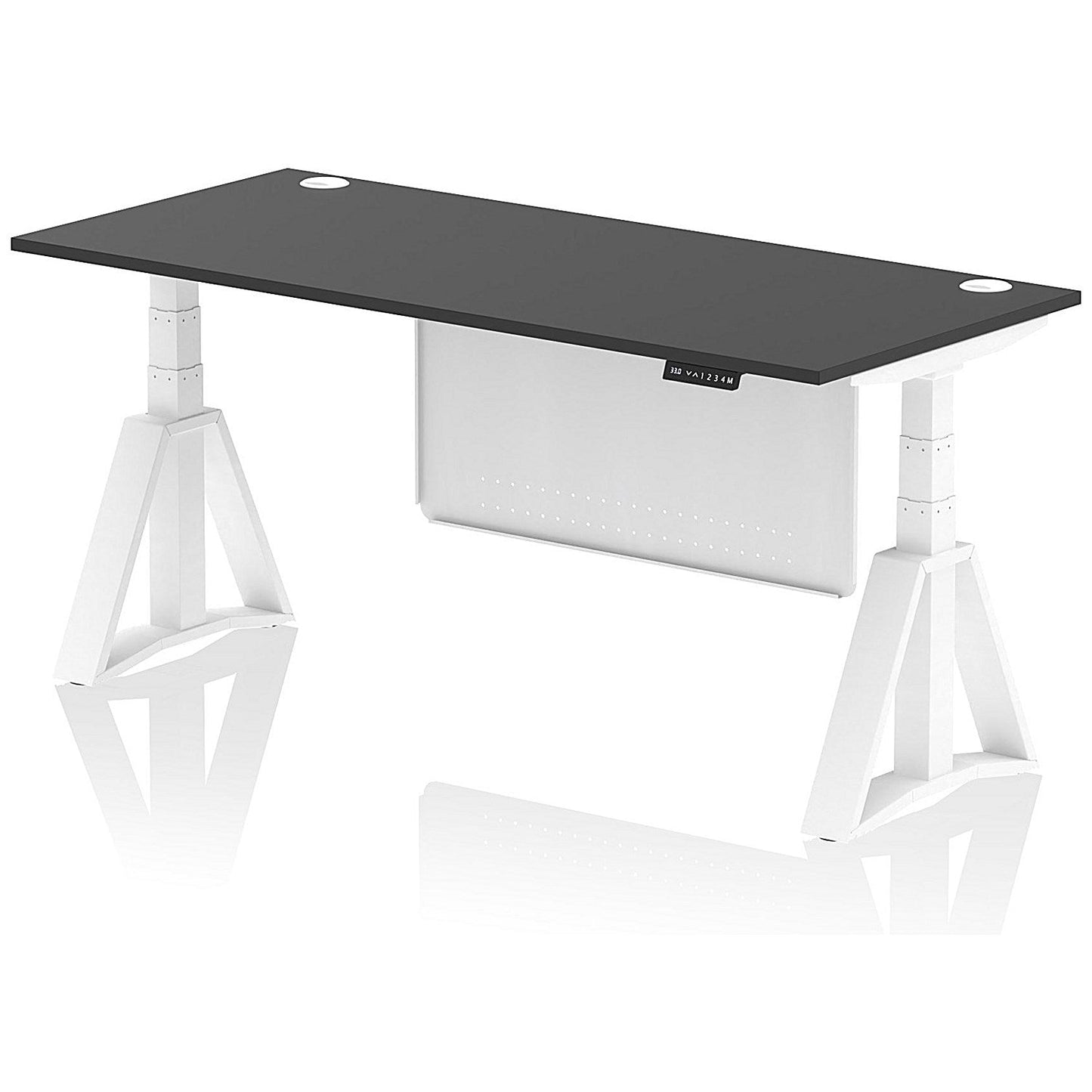 Air Modesty 1800mm Height Adjustable Cable Port Desk, White Leg with Piste Foot and Modesty Panel, Black Easy2Order : HA03680