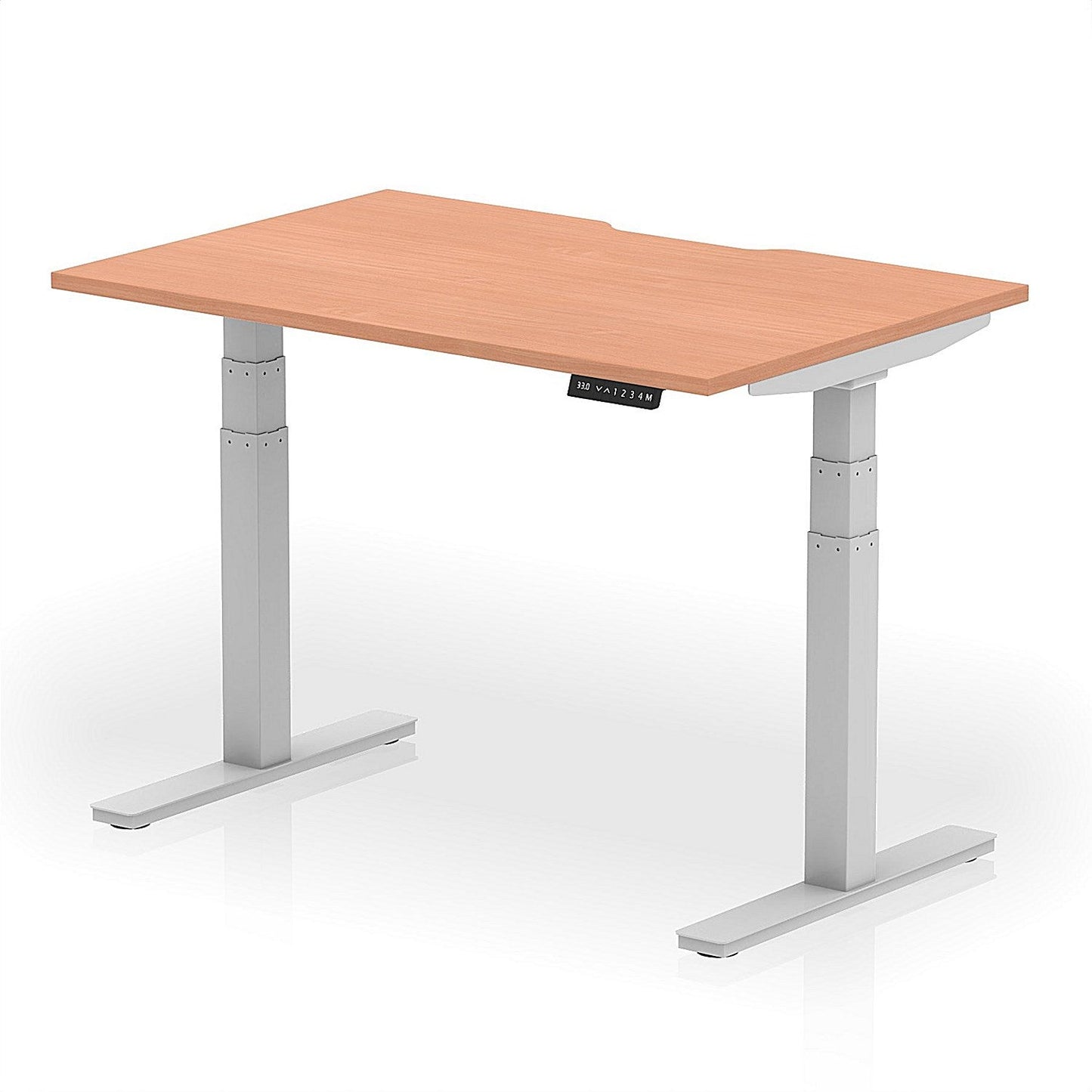 Air 1200mm Scalloped Edge Height Adjustable Desk, Silver Leg, Beech Easy2Order : HA03778