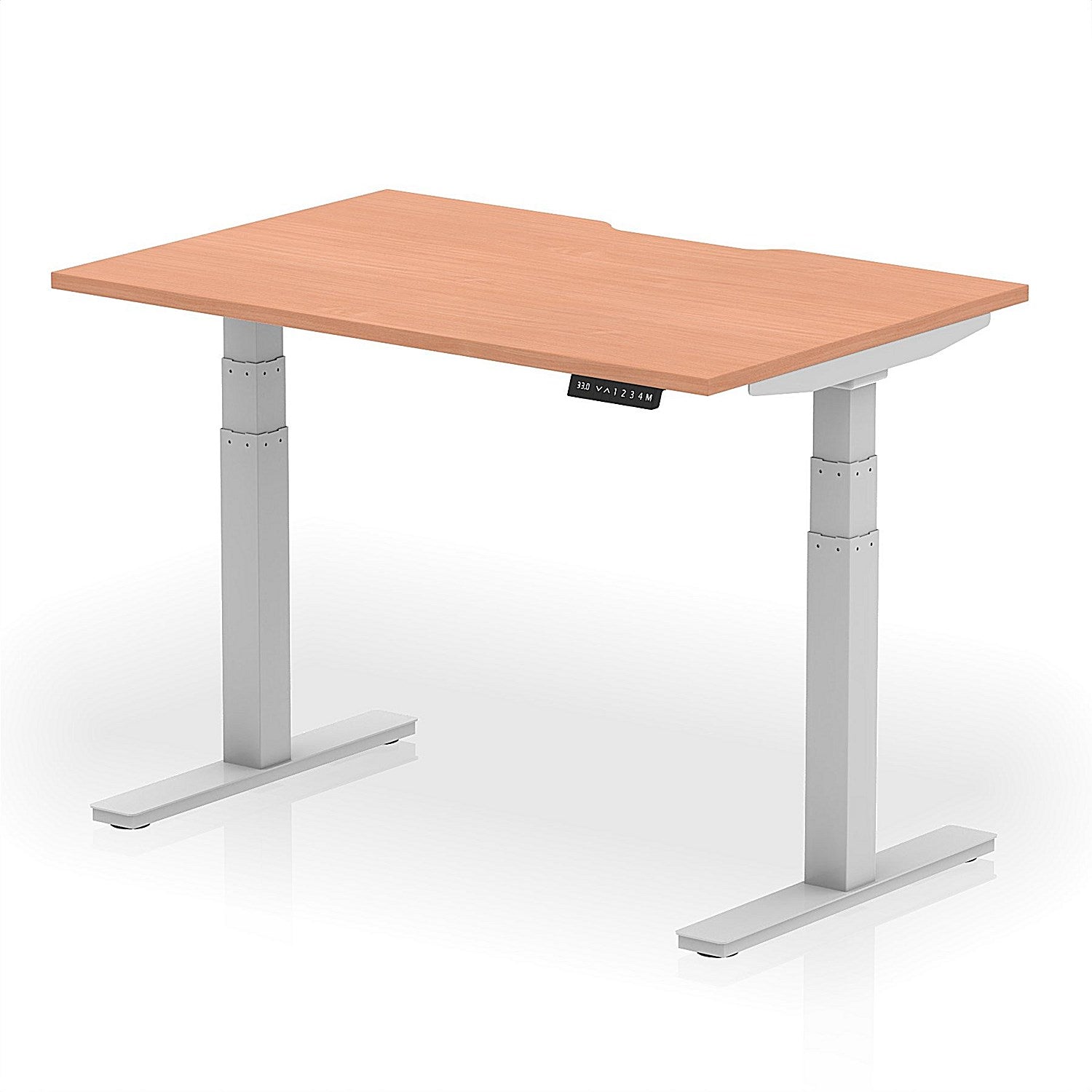 Air 1200mm Scalloped Edge Height Adjustable Desk, Silver Leg, Beech Easy2Order : HA03778