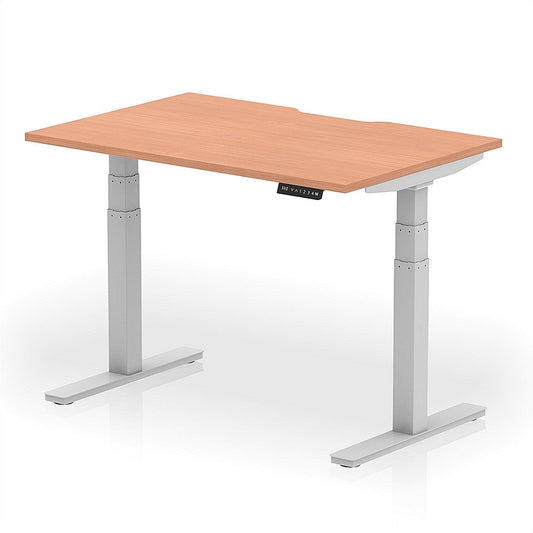 Air 1200mm Scalloped Edge Height Adjustable Desk, Silver Leg, Beech Easy2Order : HA03778
