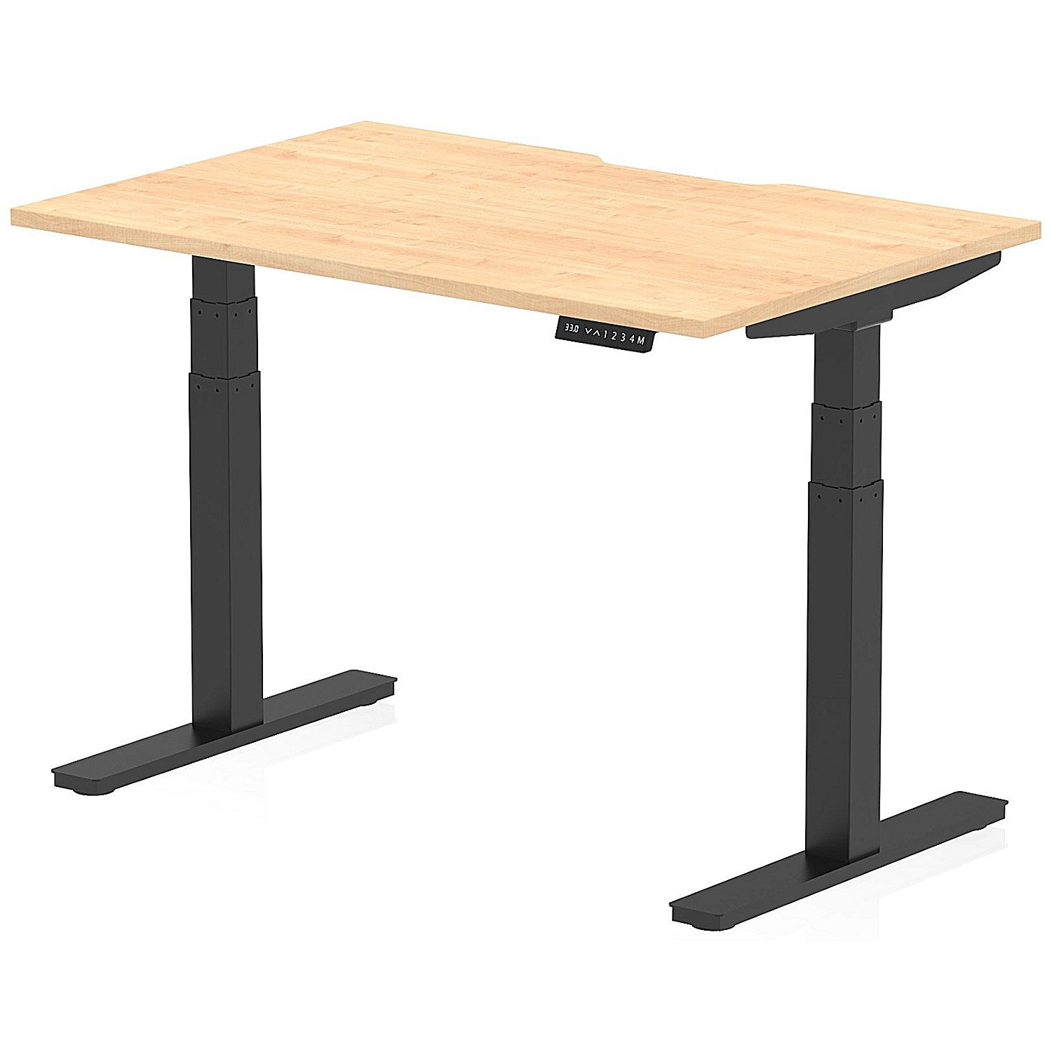 Air 1200mm Scalloped Edge Height Adjustable Desk, Black Leg, Maple Easy2Order : HA03783