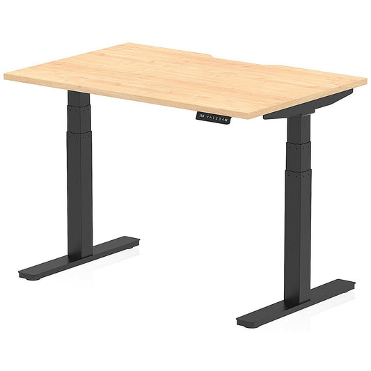 Air 1200mm Scalloped Edge Height Adjustable Desk, Black Leg, Maple Easy2Order : HA03783