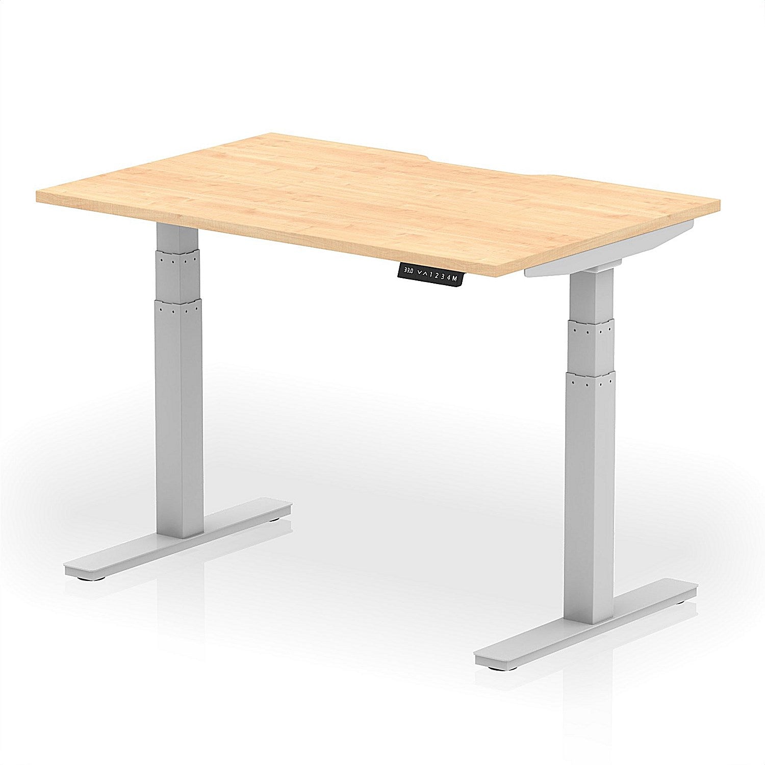 Air 1200mm Scalloped Edge Height Adjustable Desk, Silver Leg, Maple Easy2Order : HA03784