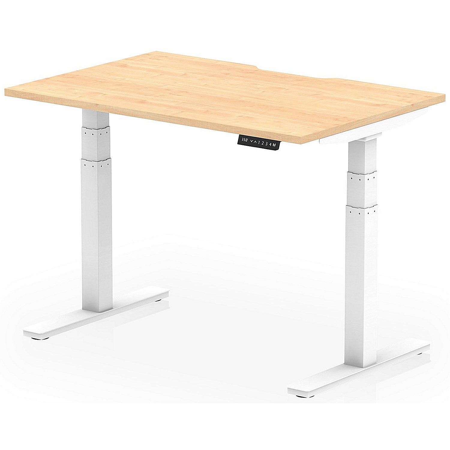 Air 1200mm Scalloped Edge Height Adjustable Desk, White Leg, Maple Easy2Order : HA03785
