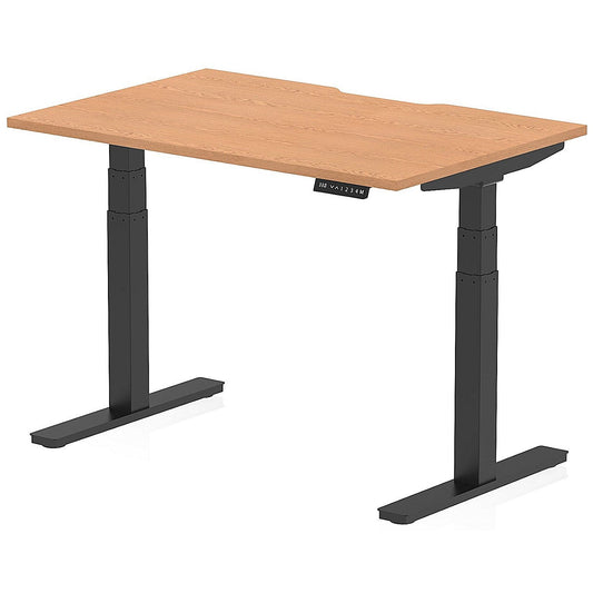 Air 1200mm Scalloped Edge Height Adjustable Desk, Black Leg, Oak Easy2Order : HA03786