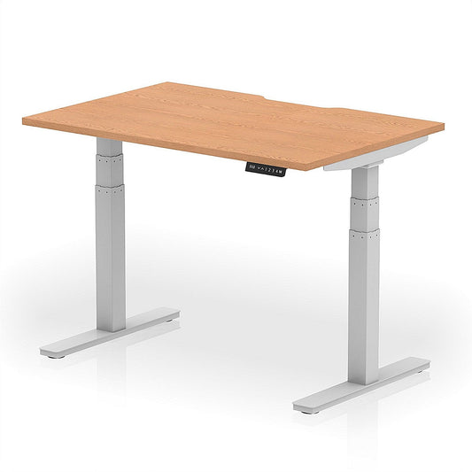 Air 1200mm Scalloped Edge Height Adjustable Desk, Silver Leg, Oak Easy2Order : HA03787
