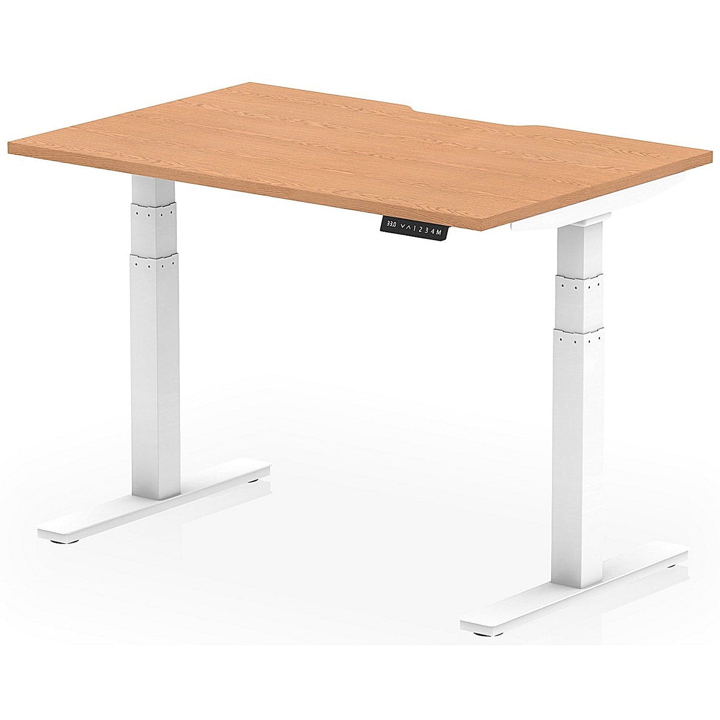 Air 1200mm Scalloped Edge Height Adjustable Desk, White Leg, Oak Easy2Order : HA03788