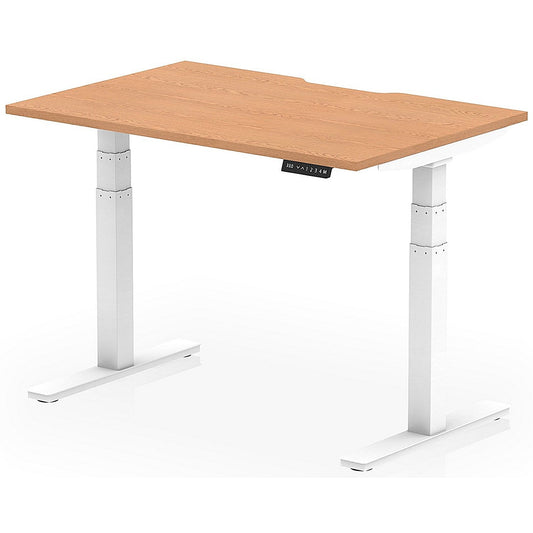 Air 1200mm Scalloped Edge Height Adjustable Desk, White Leg, Oak Easy2Order : HA03788