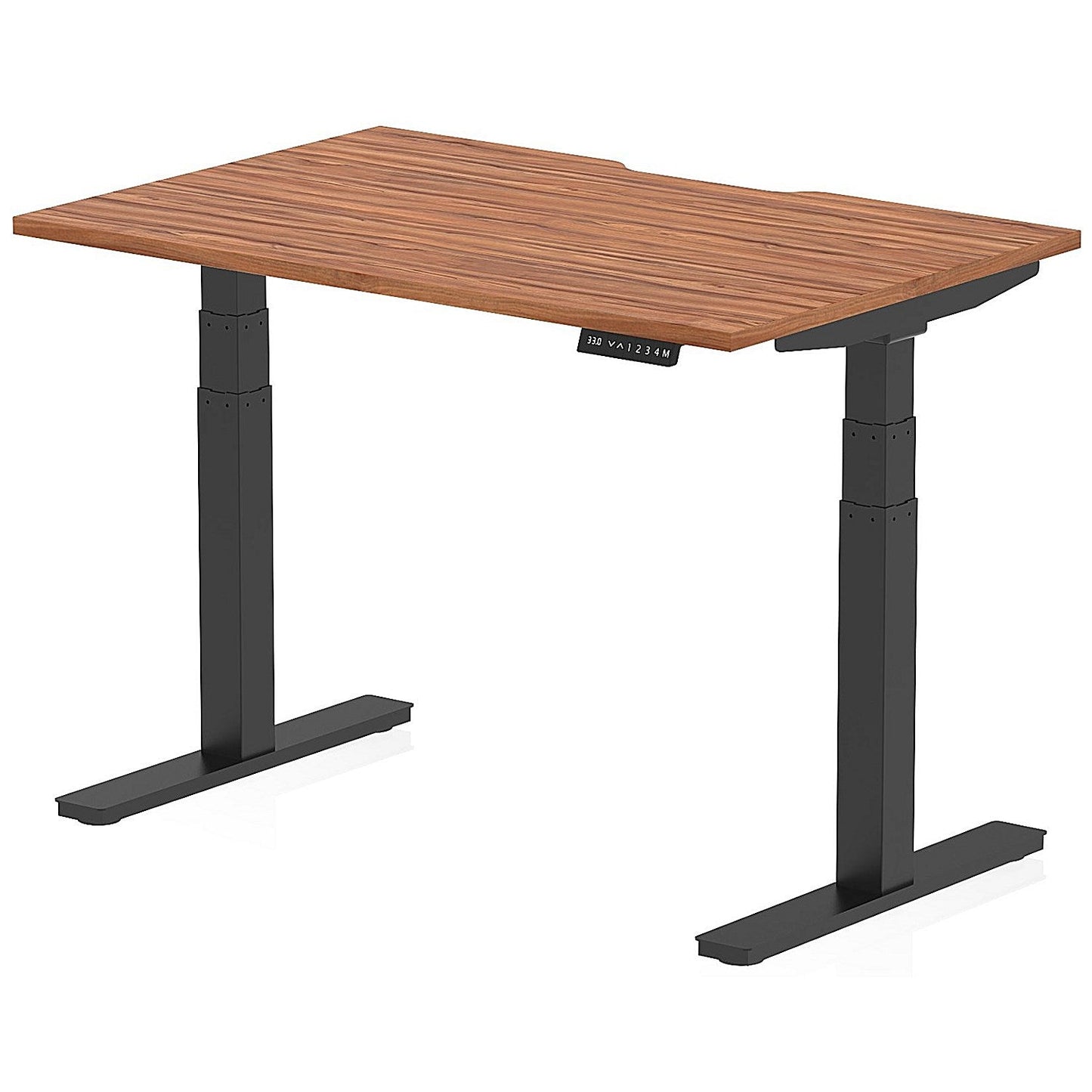 Air 1200mm Scalloped Edge Height Adjustable Desk, Black Leg, Walnut Easy2Order : HA03789