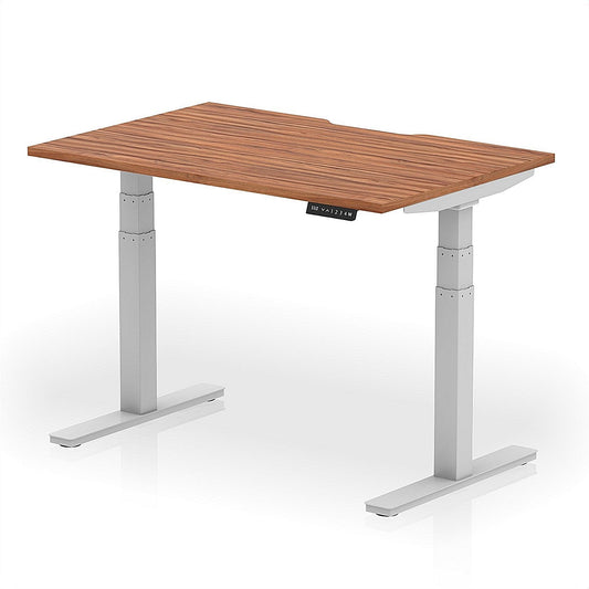 Air 1200mm Scalloped Edge Height Adjustable Desk, Silver Leg, Walnut Easy2Order : HA03790