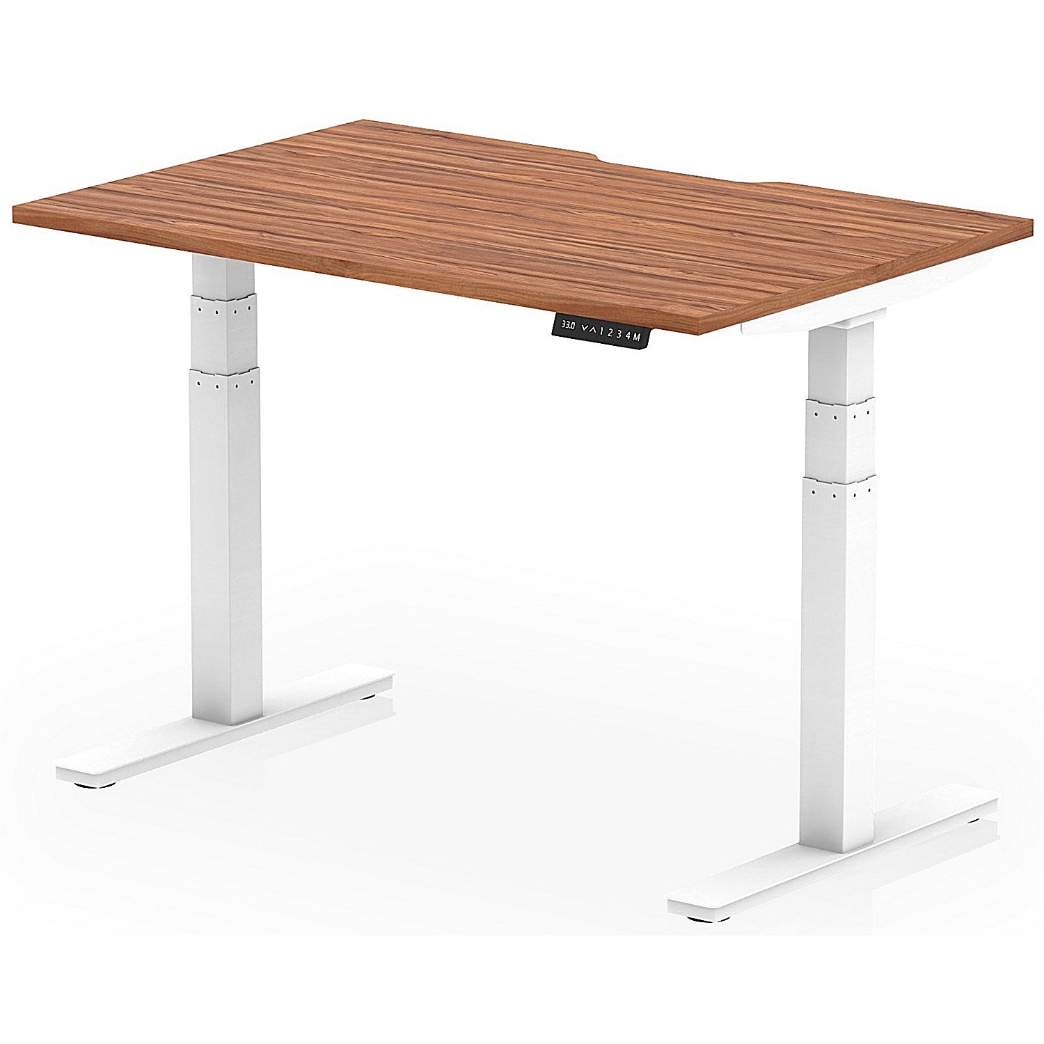 Air 1200mm Scalloped Edge Height Adjustable Desk, White Leg, Walnut Easy2Order : HA03791