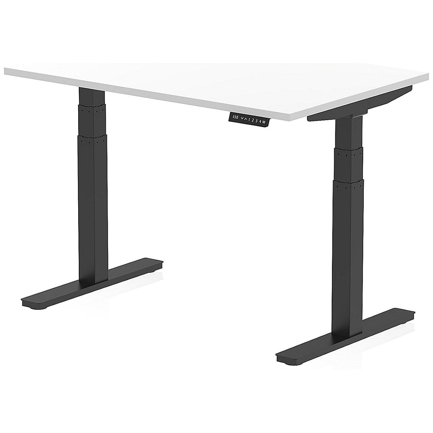 Air 1200mm Scalloped Edge Height Adjustable Desk, Black Leg, White Easy2Order : HA03792
