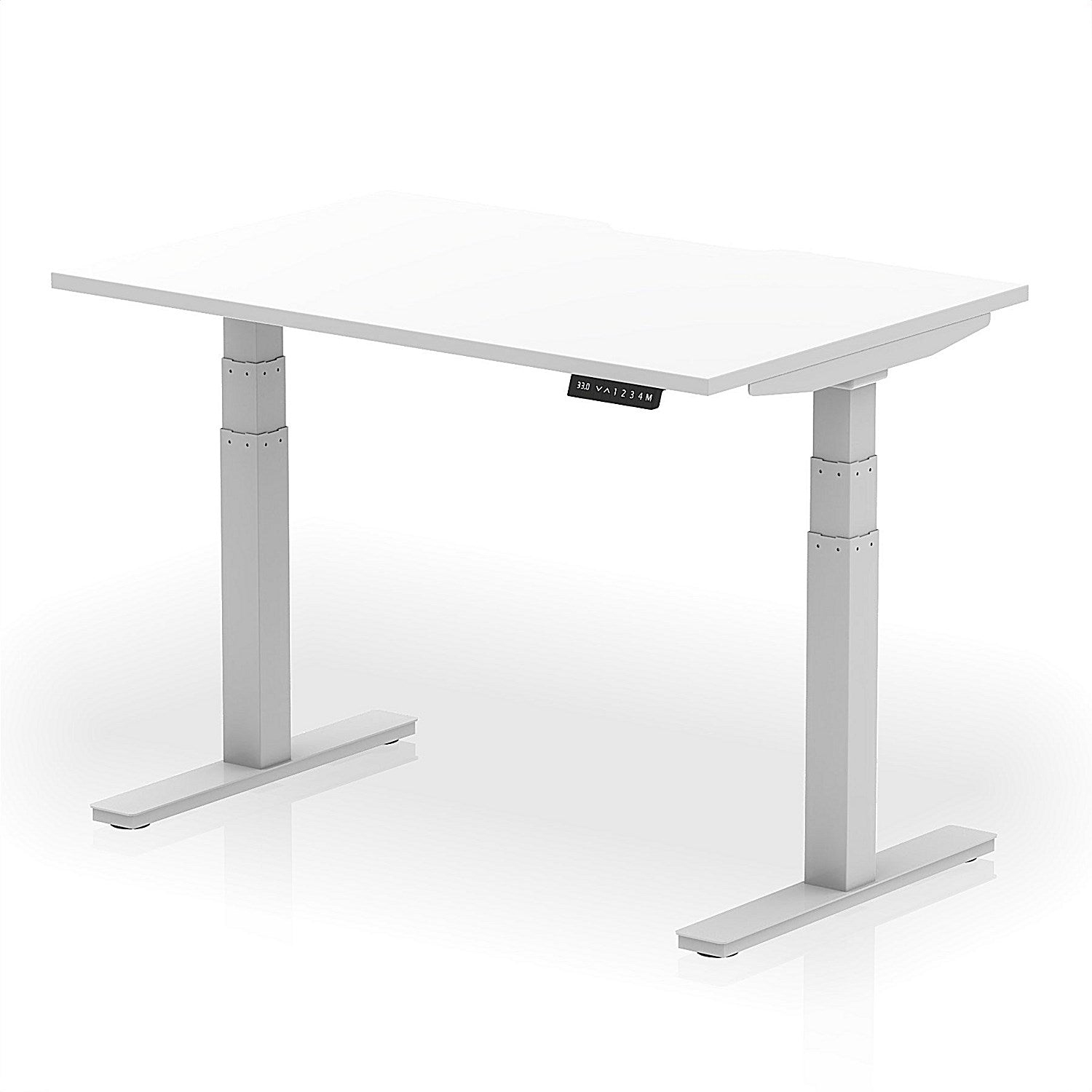 Air 1200mm Scalloped Edge Height Adjustable Desk, Silver Leg, White Easy2Order : HA03793