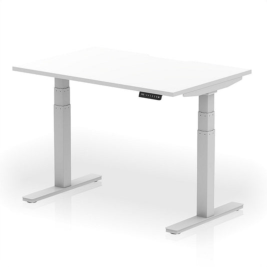 Air 1200mm Scalloped Edge Height Adjustable Desk, Silver Leg, White Easy2Order : HA03793