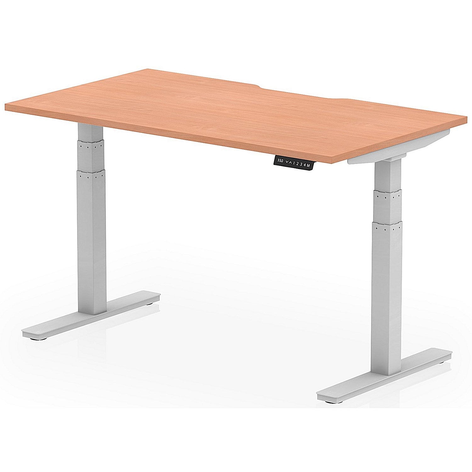 Air 1400mm Scalloped Edge Height Adjustable Desk, Silver Leg, Beech Easy2Order : HA03796