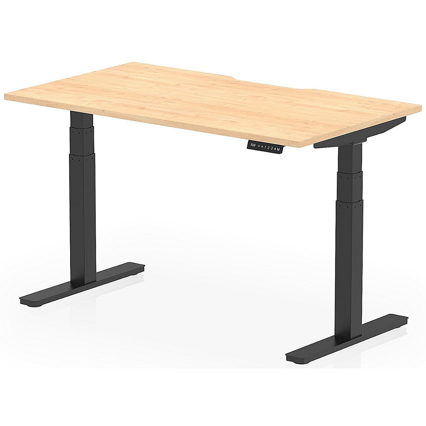 Air 1400mm Scalloped Edge Height Adjustable Desk, Black Leg, Maple Easy2Order : HA03801