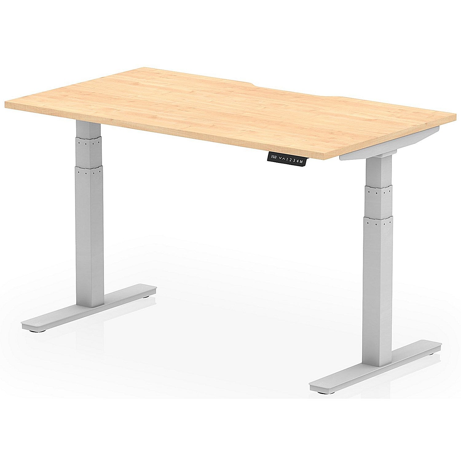 Air 1400mm Scalloped Edge Height Adjustable Desk, Silver Leg, Maple Easy2Order : HA03802