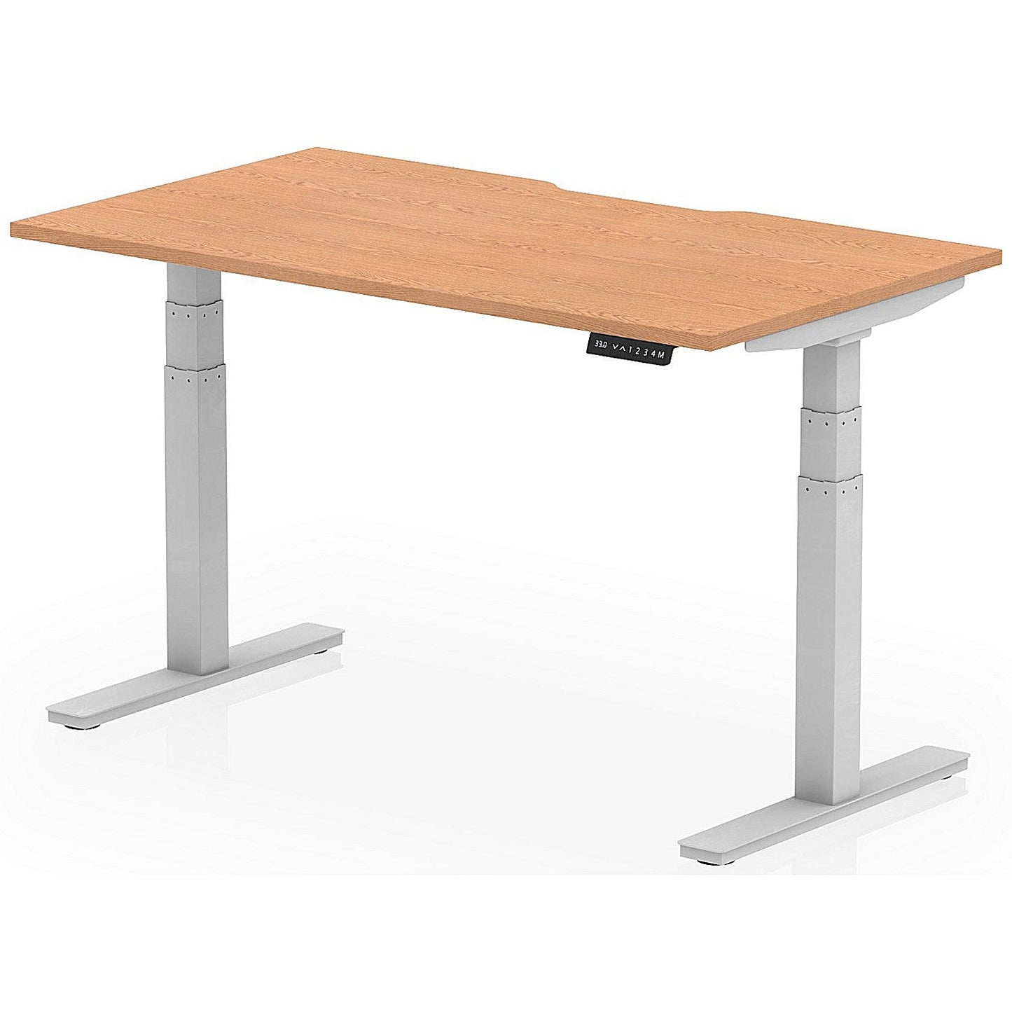 Air 1400mm Scalloped Edge Height Adjustable Desk, Silver Leg, Oak Easy2Order : HA03805