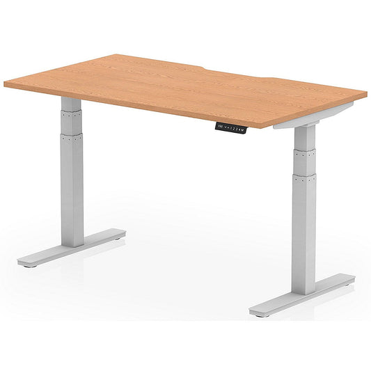 Air 1400mm Scalloped Edge Height Adjustable Desk, Silver Leg, Oak Easy2Order : HA03805