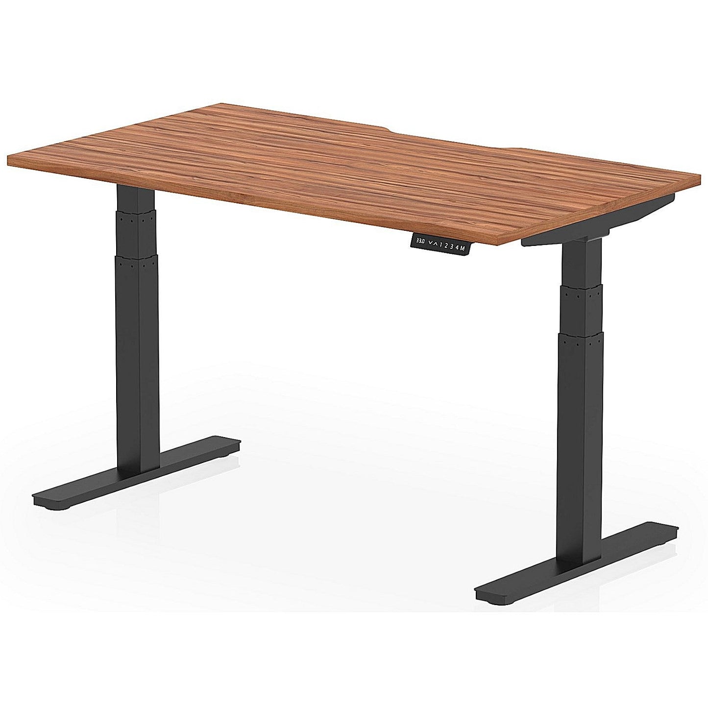 Air 1400mm Scalloped Edge Height Adjustable Desk, Black Leg, Walnut Easy2Order : HA03807