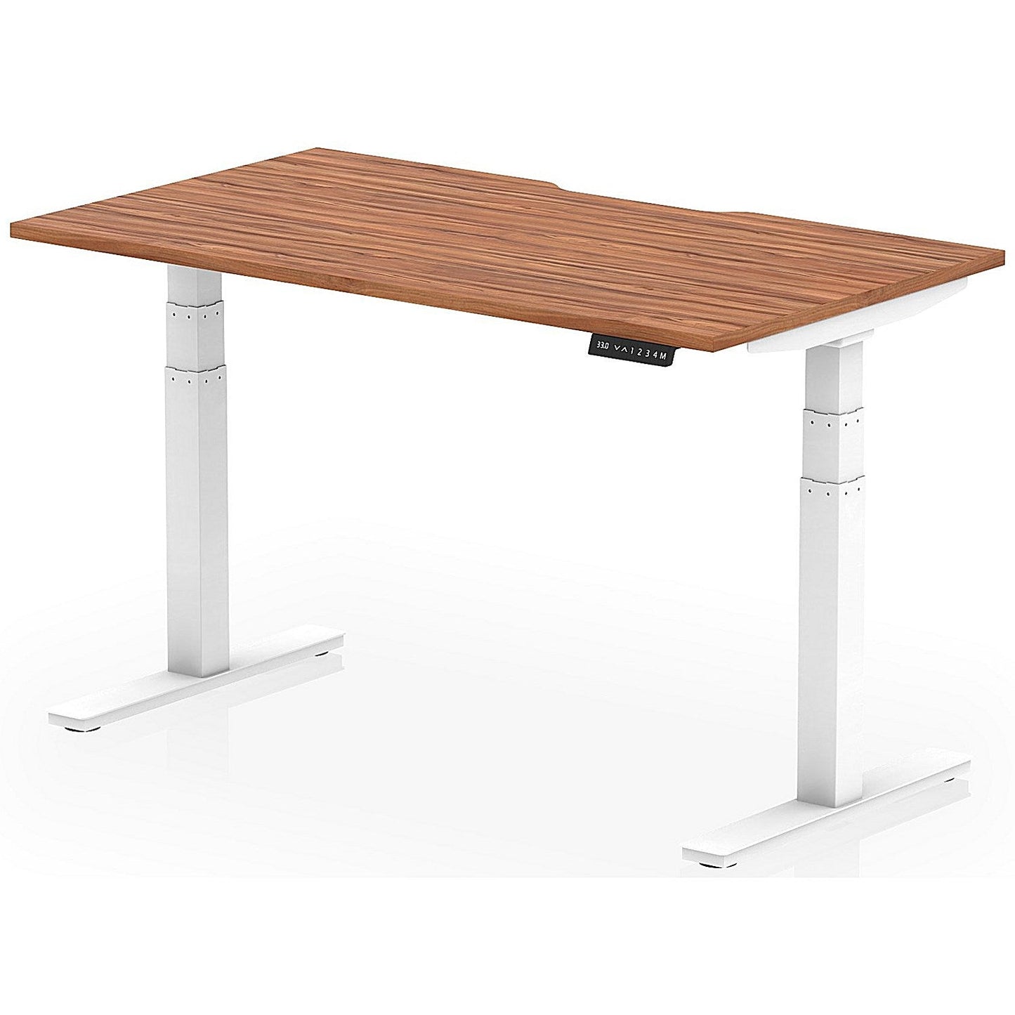 Air 1400mm Scalloped Edge Height Adjustable Desk, White Leg, Walnut Easy2Order : HA03809