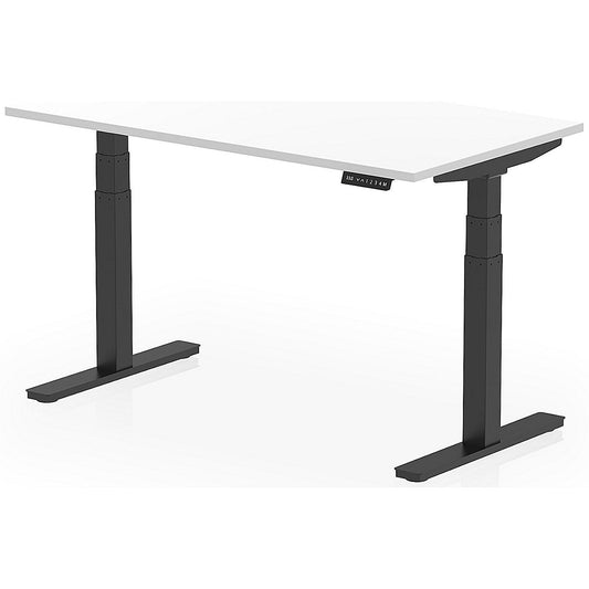 Air 1400mm Scalloped Edge Height Adjustable Desk, Black Leg, White Easy2Order : HA03810