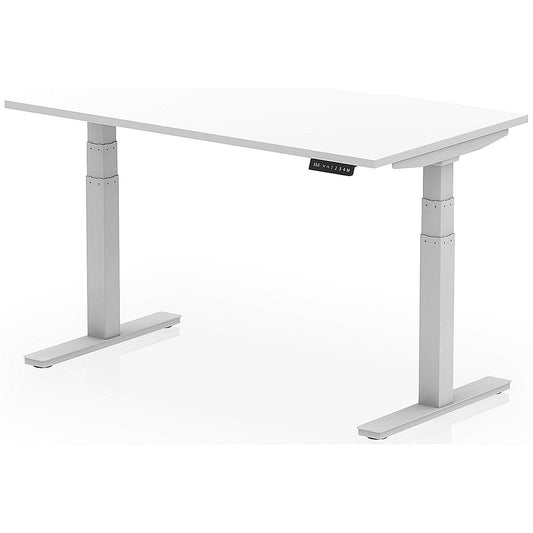 Air 1400mm Scalloped Edge Height Adjustable Desk, Silver Leg, White Easy2Order : HA03811