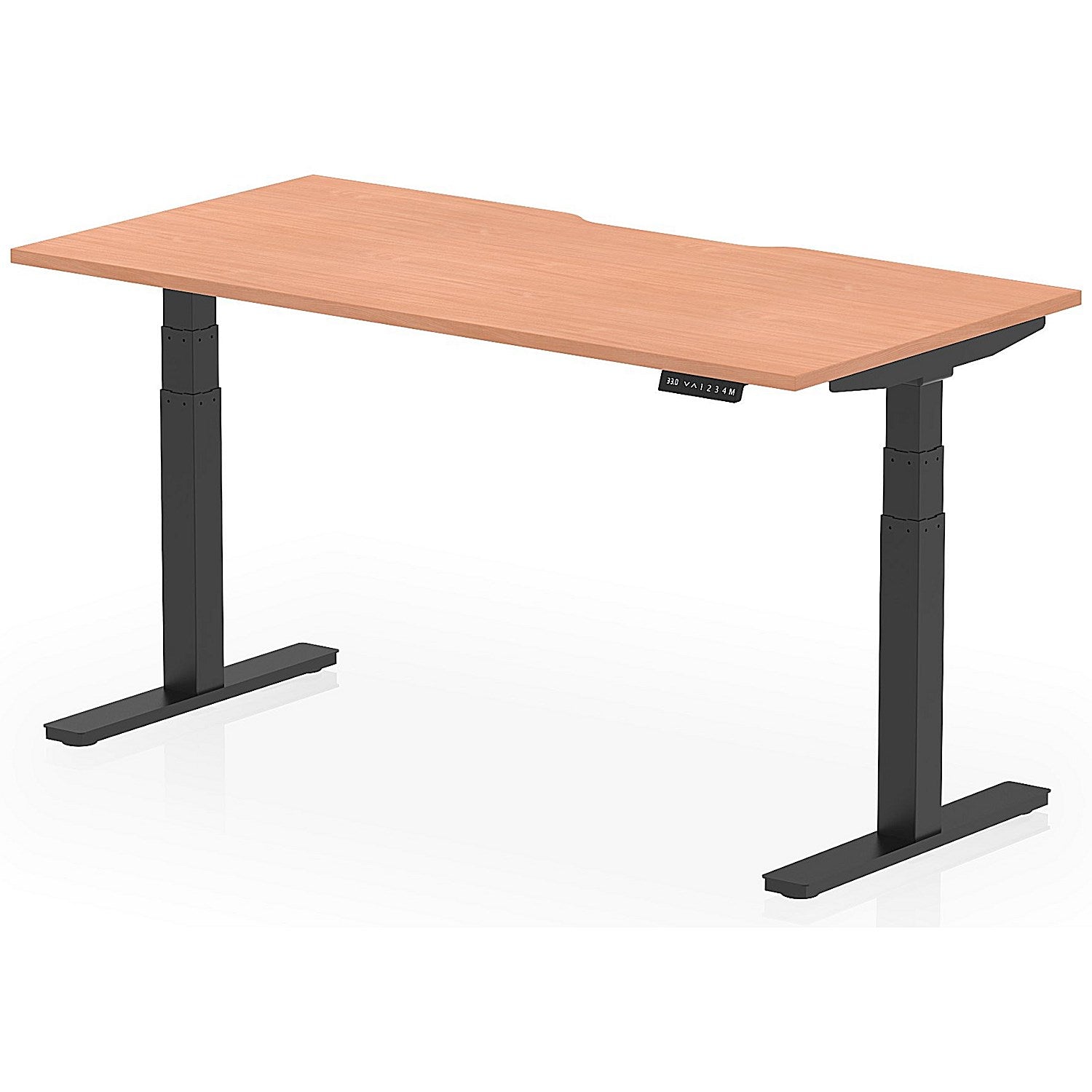 Air 1600mm Scalloped Edge Height Adjustable Desk, Black Leg, Beech Easy2Order : HA03813